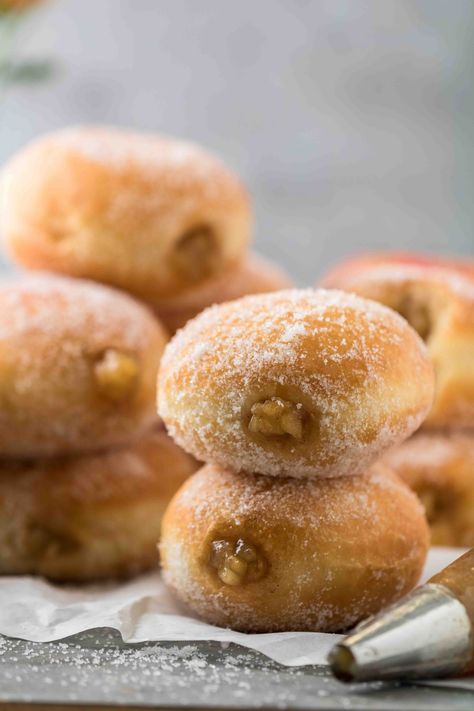 Better Than Krispy Kreme Apple Donuts | Lifestyle of a Foodie Apple Donut, Thanksgiving Dessert Recipes, Lifestyle Of A Foodie, Brioche Dough, Donut Filling, Baked Apple Recipes, Donut Flavors, Krispy Kreme Donuts, Apple Donuts