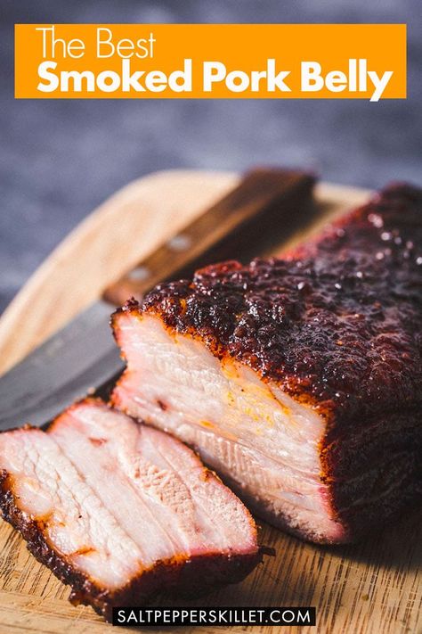 Smoked Pork Belly, Smoked Pork Shoulder, Pork Belly Recipes, Smoked Pulled Pork, Traeger Recipes, Pellet Grill Recipes, Smoked Cooking, Smoker Recipes, Smoked Pork