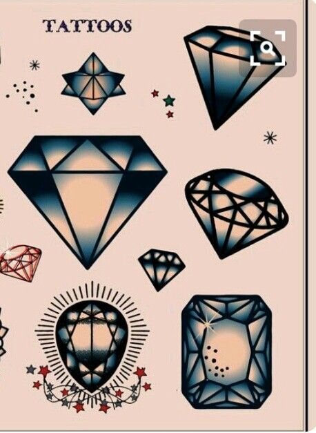 Diamond Tattoo Meaning, Traditional Diamond Tattoo, Flash Art Tattoos, Diamond Tattoo Designs, Diamond Tattoo, Gem Tattoo, Sailor Jerry Tattoos, Retro Tattoos, Diamond Tattoos