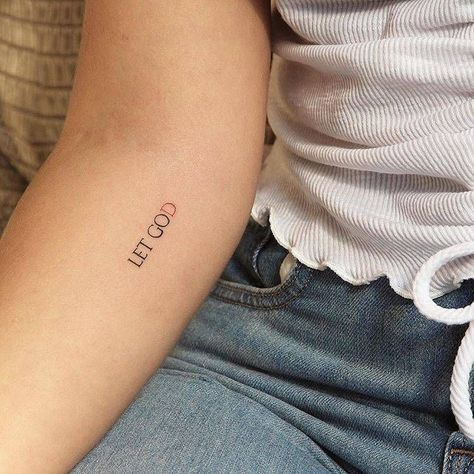 Small Tattoos For Women With Meaning God, Tattoo About God Meaningful, Dainty God Tattoos, God Related Tattoos Women, Sticker Tattoo Placement Ideas, Make Heaven Crowded Tattoo, Let Go And Let God Tattoos For Women, Let God Tattoos For Women, Let Go Let God Tattoos For Women