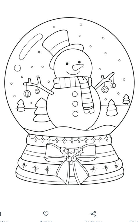 Winter Snowglobe, Snowman Coloring Pages, Christmas Coloring Sheets, Tree Coloring Page, Christmas Coloring Books, Christmas Snow Globes, Kids Coloring Books, Christmas Drawing, Christmas Coloring Pages