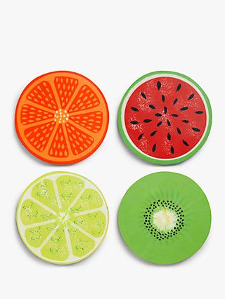 John Lewis & Partners Fruit Coasters, Set of 4, Assorted Easy Coaster Painting, Simple Coaster Painting, Painted Cds Aesthetic Wall, Painting Dvd Discs, Fruit Coasters Paint, Fruit Coasters, Dvd Art, Art Cd, Cd Wall Art