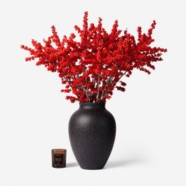 Large Mayfair Ilex Vase Set Black Vase With Red Flowers, Amazing Beds, Flowers With Vase, Flower Vase Gift, Holiday Floral Arrangements, Poinsettia Plant, Red Vases, Holiday Feast, Holiday Floral