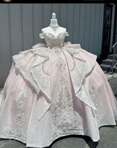 Swan Lake Quince Dress, Unique Quinceanera Dresses Vintage, Strawberry Quince Dress, Sliver Quince Dress, Pastel Pink Quince Dresses, Pink And Silver Quince Dress, Pink And Silver Quinceanera Dress, Cherry Blossom Quince Dress, Princess Themed Quinceanera