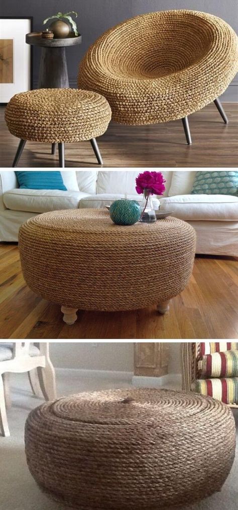 15 DIY Recycled Old Tire Furniture Ideas - Home and Garden Digest Tire Chair, Repurposed Tire, Tire Table, Tire Seats, Tire Chairs, Tire Craft, Reuse Old Tires, Tire Furniture, Recycled House