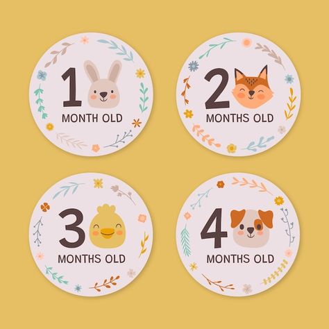 Baby Frame, Baby Milestone Cards, Baby Milestone, Milestone Cards, Cards Design, Vector Hand, Baby Milestones, Sticker Pack, Milestones