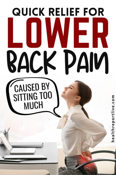 Quick Relief For Lower Back Pain Caused By Sitting Too Much Exercise For Lower Back Pain Relief, Lower Back Stretches For Pain, Exercise For Bad Back, Exercise After Delivery, Disc Exercises, Lower Back Pain Stretches, Relieve Lower Back Pain, Simple Stretches, Low Back Pain Relief