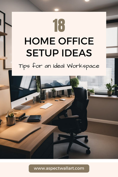 18 Home Office Setup Ideas - Tips for an Ideal Workspace Productive Office Space, Dual Monitor Setup Home Office Ideas, Two Monitor Desk Setup Office, Productive Desk Setup, Programmer Office, Desk Setup Workspace Inspiration, Home Office Desk Setup, Tech Home Office, Workspace Organization