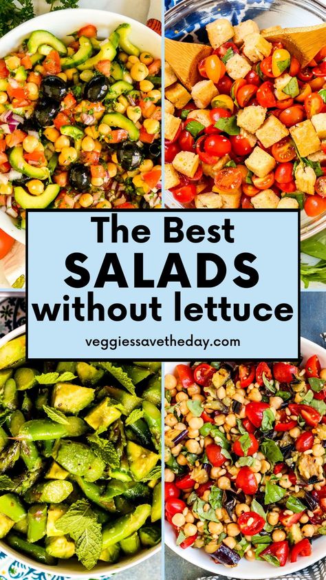 No Lettuce Salad Recipes, Healthy Picky Eater Recipes, No Lettuce Salad, Salads For Work, Salads Without Lettuce, Green Vegetable Recipes, Leafy Greens Recipes, Pasta And Potatoes, Lettuce Salads