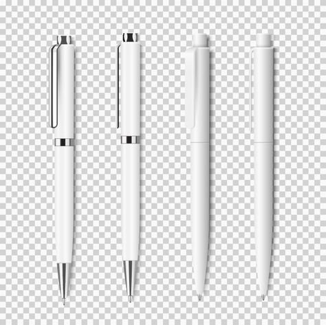 Set of white realistic pen on transparen... | Premium Vector #Freepik #vector #background #mockup #business #template Identity Branding, Affiliate Background, Vector Elements, Background Transparent, Personalised Pens, White Pen, Pottery Cups, Stationery Templates, Business Advertising Design