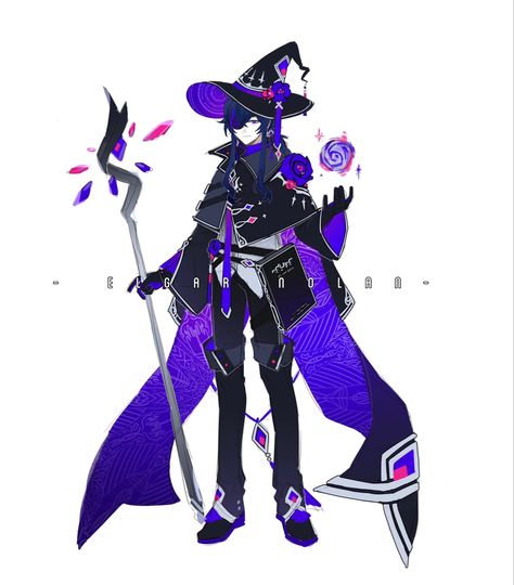 Mage Fantasy Outfit, Magican Outfit, Mage Robes Concept Art, Eldritch Wizard, Mage Outfit Design, Wizard Outfit Design, Fantasy Wizard Outfit, Purple Character Design, Magical Boy Outfit