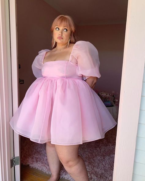 Pink Puffy Dress, Short Puffy Dresses, Hm Outfits, Pink Babydoll Dress, Poofy Dress, Dress With Puffy Sleeves, Cute Homecoming Dresses, Sukienki Plus Size, Puffy Dresses