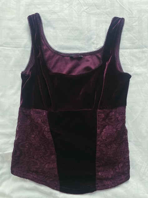 90s Corset Top, Whimsigoth Tank Top, Purple Tops Aesthetic, Whimsigoth Outfits Purple, Whimsigoth Tops, 90s Whimsigoth Outfits, Whimsigoth Shirt, Whimsigoth Clothes, Purple Top Outfit