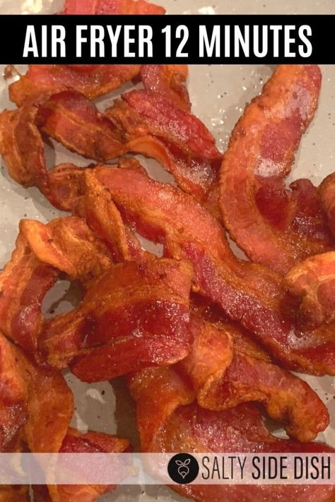 Ninja Foodi Bacon - easy, crispy bacon in the Air Fryer in just about 10 minutes #ninjafoodi #bacon #airfryerbacon #crispybacon #appetizer #breakfastrecipes Airfryer Bacon, Air Fried Bacon, Air Fry Bacon, Salty Side Dish, Ninja Foodie Recipes, Air Fryer Bacon, Ninja Cooking System Recipes, Oven Baked Bacon, Keto Air Fryer Recipes