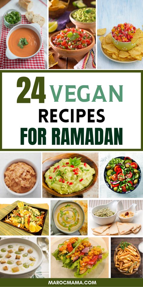 If you're vegan you don't have to be left out from Ramadan fast breaking. These 24 vegan options are great choices for everyone. Vegan Iftar Recipes, Vegetarian Ramadan Recipes, Ramadan Food Prep, Soups For Ramadan, Arabic Chicken Recipes, Ideas For Ramadan, Ramadan Dinner, Ramadan Feast Iftar, Food To Eat During Ramadan