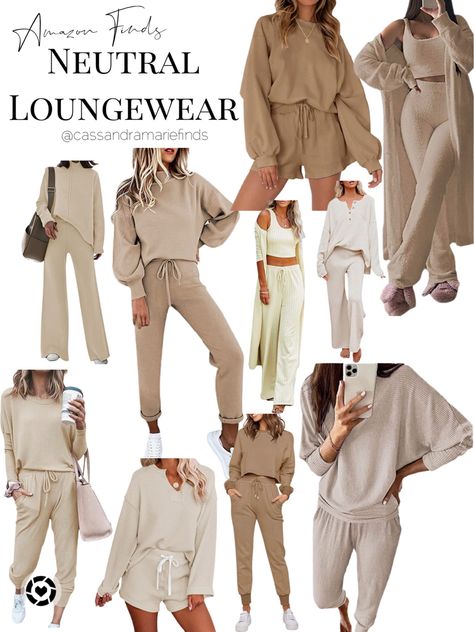 Amazon Neutral Outfits, Neutral Loungewear, Knitted Outfits, Amazon Favs, Neutral Clothing, Clothing Finds, Amazon Clothing, Post Partum Outfits, Amazon Clothes