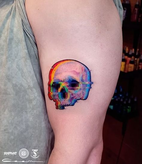 Glitch Skull Tattoo, Glitch Art Tattoo, Glitch Tattoo Ideas, Glitch Tattoo Design, Glitch Tattoo, Graphic Tattoo, Glitch Art, July 31, Skull Tattoo