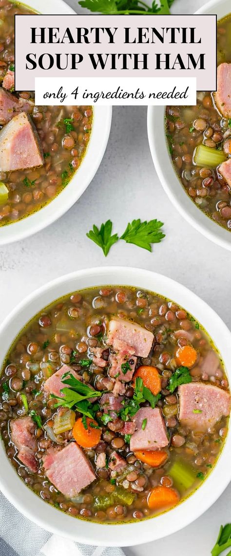 Image for Hearty Lentil Soup with Ham Slow Cooker Ham And Lentil Soup, Lentil Ham Soup Recipe, Lentil Soup Recipe With Ham, Lentil Soup With Ham Bone, Lentil And Ham Soup Recipe, Lentil Ham Soup, Ham Lentil Soup, Lentil Soup With Ham, Beef Lentil Soup