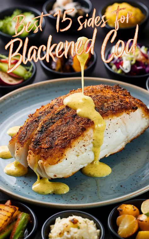 🔥🐟 Elevate your blackened cod with these delicious side dishes! 😋 #foodie #yum #dinnerideas Cod Chowder Recipe, Cod Recipes Oven, Miso Glazed Cod, Blackened Cod, Cod Cakes, Cod Dishes, Grilled Cod, Delicious Side Dishes, Cod Recipes