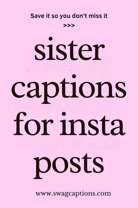 Looking for the perfect words to celebrate your sister on Instagram? Check out our top picks for "Sister Captions for Insta Posts" that will add the perfect touch to your photos! Whether you're sharing a fun memory or a heartfelt moment, these captions will help you express your sisterly bond with style. Discover captions that range from funny and playful to sweet and sentimental, and make your Insta posts unforgettable. Sisters Captions For Instagram Posts, Sweet Sister Quotes, Sister Captions For Instagram, Cute Sister Quotes, Family Bonding Quotes, Family Captions, Sweet Captions, I Love You Sister, One Word Caption