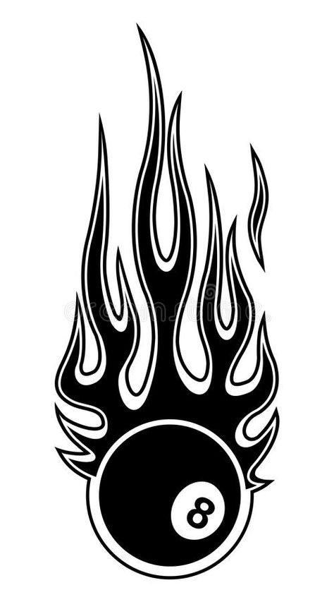 8 Ball On Fire Tattoo, Billiard Drawing, 8 Ball Pool Logo, 8 Number Design, Billiard Tattoo, 8 Ball Icon, 8 Ball Drawing, Flaming 8 Ball, Flames Illustration