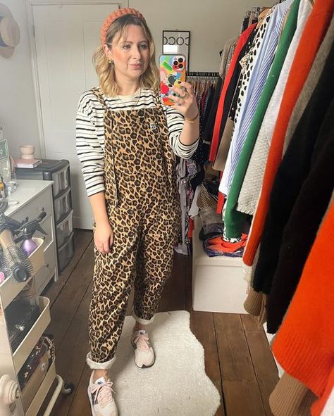 Leopard Dungarees Outfit, Leopard Print Dungarees, Cord Dungarees Outfit, Lucy Yak Outfit, Dungarees Styling, Lucy And Yak Dungarees Outfit, Lucy And Yak Dungarees, Colourful Wardrobe, Dungarees Outfit