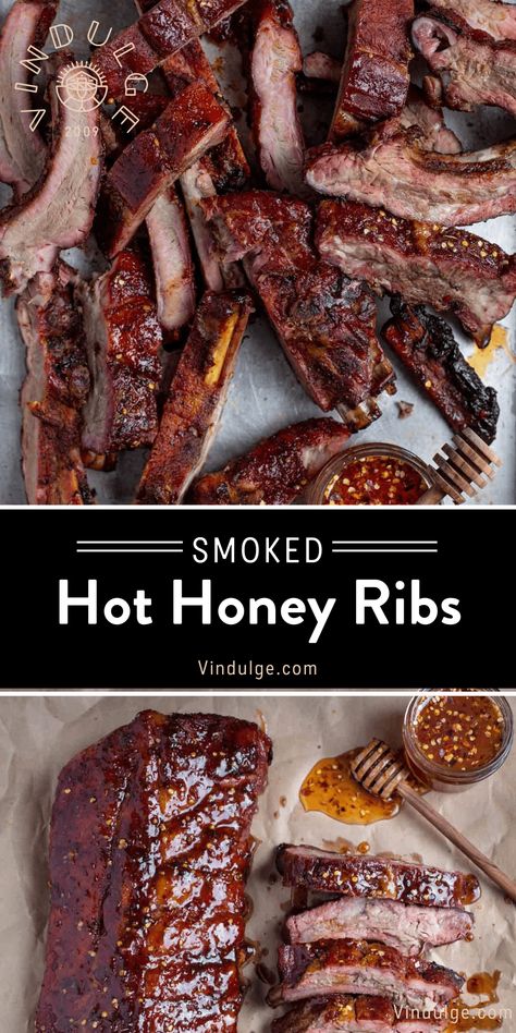 Essen, Sweet And Spicy Ribs, Honey Ribs Recipe, Pitboss Recipes, Homemade Hot Honey, Honey Ribs, Hot Honey Recipe, Ribs Recipes, Glazed Ribs