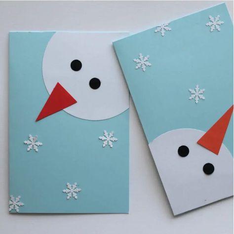 New Year Cards Handmade, Christmas Cards Handmade Kids, Snowman Christmas Cards, Christmas Cards Kids, Simple Christmas Cards, Christmas Card Art, Homemade Christmas Cards, Christmas Card Crafts, Preschool Christmas