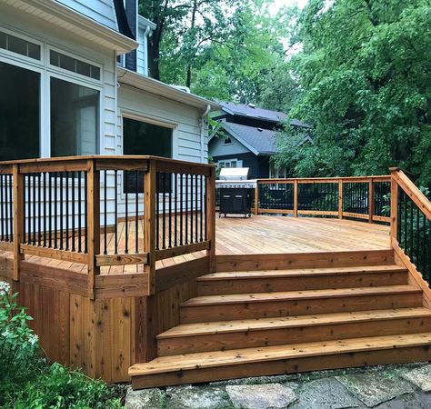 Top 8 – Finding Your Deck’s Best Stain Color: Advice and Ideas Decks On Tan Houses, Porch Stain Colors Wood, Wood Deck Stain Colors, Deck Stain Colors Ideas, Solid Stain Deck Colors, Deck Colours, Sherwin Williams Deck Stain, Solid Stain Deck, Cedar Deck Stain