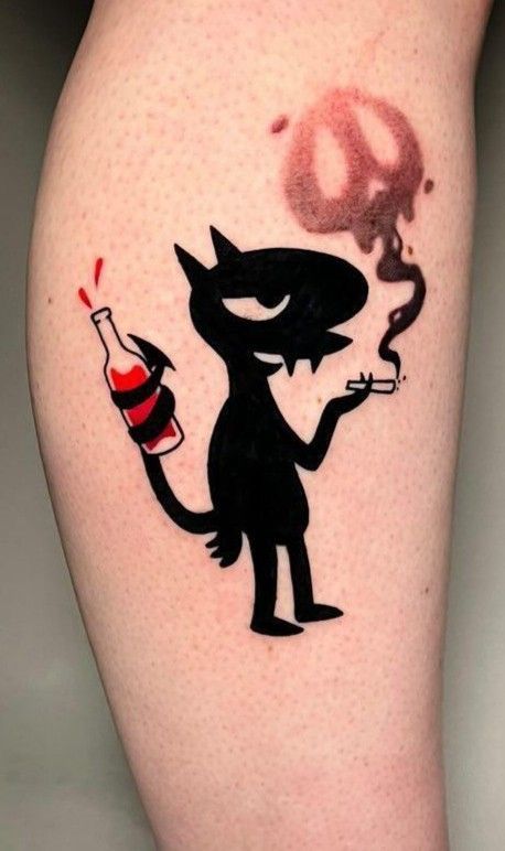 Scary Tattoos, Creepy Tattoos, Tatuaje A Color, Horror Tattoo, Funny Tattoos, Cartoon Tattoos, Aesthetic Tattoo, Black Ink Tattoos, Hand Tattoo