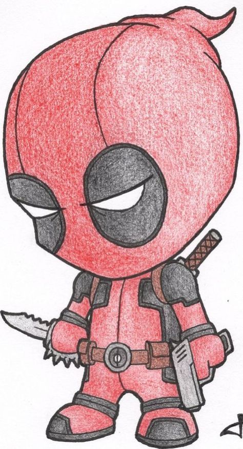 Deadpool Cartoon, Deadpool Drawing, Pool Drawing, Easy Pencil Drawings, Easy Disney Drawings, Deadpool Art, Disney Character Drawing, Spiderman Drawing, Disney Drawings Sketches