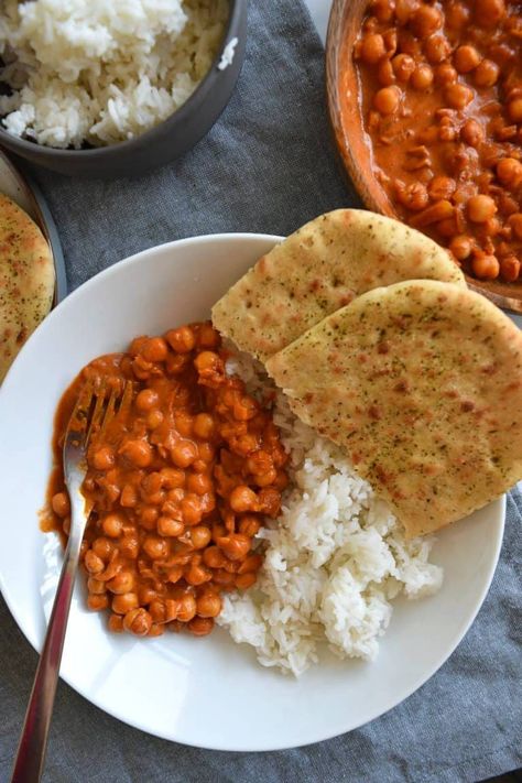 Chana Masala with Coconut Milk {Easy Chickpea Curry} - Hint of Healthy Grain Free Dessert Recipes, Vegan Chana Masala, Creamy Chickpea, Easy Chickpea Curry, Chickpea Masala, Tomato Puree, Coconut Milk Recipes, Vegetarian Curry, Chickpea Curry