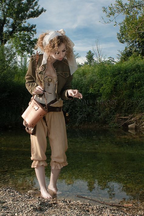 STEAMPUNK_Researches by *TheOuroboros on deviantART Researcher Outfit, Fantasy Researcher, Explorer Fashion, Steampunk Explorer, Everyday Steampunk, Geeky Clothes, Steampunk Couture, Steampunk Costumes, Steampunk Dress