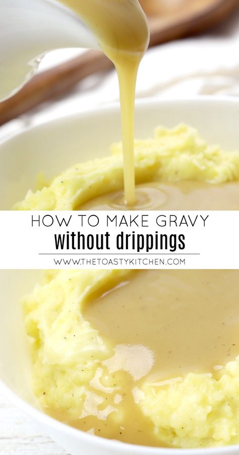 Homemade Gravy No Drippings, Homemade Turkey Gravy From Drippings, Gravy Recipe Easy Without Drippings, Thanksgiving Gravy Recipes No Drippings, Thanksgiving Gravy No Drippings, Light Gravy Recipe, Homemade Gravy For Turkey, Easy Thanksgiving Gravy Recipes, No Drippings Turkey Gravy