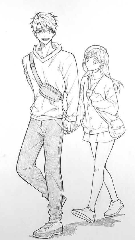 Anime Boyfriends Drawing, Couple Anime Drawing Base, Anime Love Drawing, Anime Couple Sketch, Love Triangle Drawing, Couple Anime Drawing, Anime Base Couple, Best Anime Series, Boy And Girl Drawing