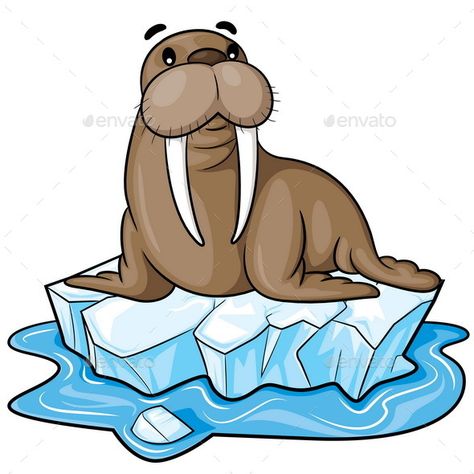 Illustration of cute cartoon walrus. Walrus Drawing Easy, Walrus Clipart, Walrus Cartoon, Walrus Drawing, Cartoon Walrus, Walrus Illustration, Alphabet Characters, Camping Drawing, Pond Animals