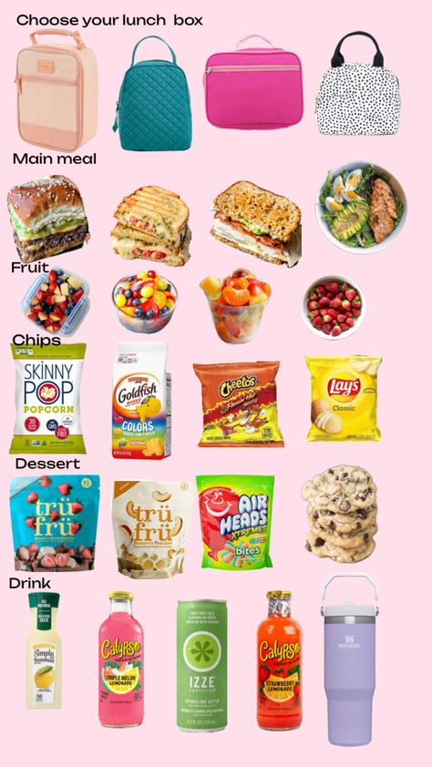 Foods For Lunch At School, Lunch Idea For School, Scho Lunch Ideas, Snacks For Middle Schoolers, What To Eat For Lunch At School, 7th Grade Lunch Ideas, School Lunch List, Friday Lunch Ideas, Things For Lunch