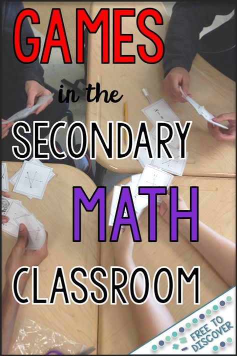 Middle school and high school math students love to play games in the classroom! Games can provide rigorous, targeted practice to help students move toward mastery of the math concepts they are learning. Check out this post for some very popular games that are being playing in math classes all around the world. By Free to Discover. High School Math Games, Games In The Classroom, Secondary Math Classroom, Math Addition Games, High School Math Activities, High School Math Classroom, Middle School Math Teacher, Teaching Secondary, Friday Fun