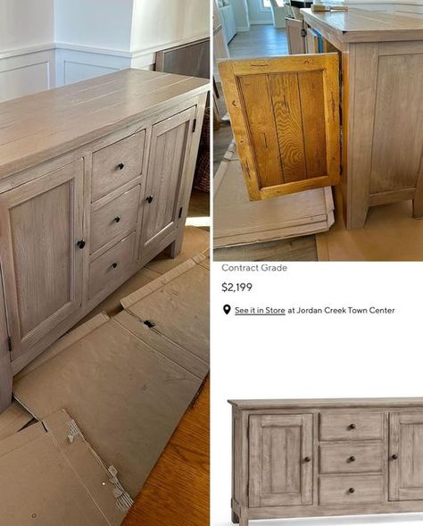 ALL-IN-ONE Paint by Heirloom Traditions on Instagram: "I’m not sure who nailed this better? #allinonepaint on th perfect #potterybarn dupe stain color or Lisa Logan Vittetoe on matching her existing #chinahutch to a $2200 Pottery Barn cabinet. She said a fortune so I think she deserves a major W! Go Lisa! . Did you hear that we released a new stain color? And it’s the perfect raw wood, bleached wood or Pottery Barn dupe color without sanding or sealing. Just Clean & Stain. This color is called TOASTED OAK. Is it dreamy or what?!?! . #heirloomtraditionspaint #allinonestain #potterybarndupe #bleachedwood  #rawwood #furnituremakeover #gelstain #restorationhardware  #fauxfinish" Gel Stain For Oak Cabinets, Wood Cabinet Stain Colors, Heirloom Traditions All In One Paint Gel Stain, Heirloom Paint Cabinets, Oak Cabinet Stain Colors, Refinishing Oak Furniture, All In One Paint Heirloom Traditions, Heirloom Traditions All In One Paint, Stain Without Sanding