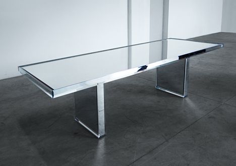 Mirrored glass table by Tokujin Yoshioka for Glas Italia | design Acrylic Console Table, Storage Furniture Design, Tokujin Yoshioka, Glass Chair, Luxurious Furniture, Acrylic Furniture, Italia Design, Glass Furniture, Exclusive Furniture