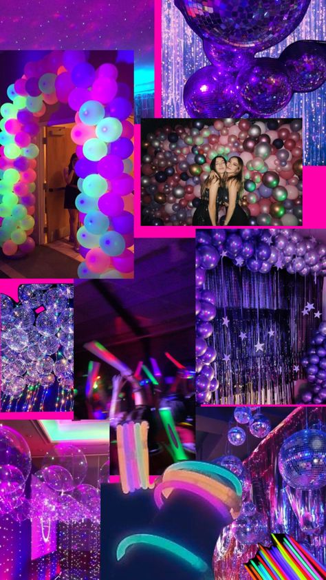 Neon Lights Homecoming, Cool Prom Themes Ideas, Rave Homecoming Theme, Themes For Homecoming Dance, Party Aesthetic Theme Ideas, Night Club Prom Theme, Prom Inspo Decoration, Neon Night Prom Theme, Prom Euphoria Theme