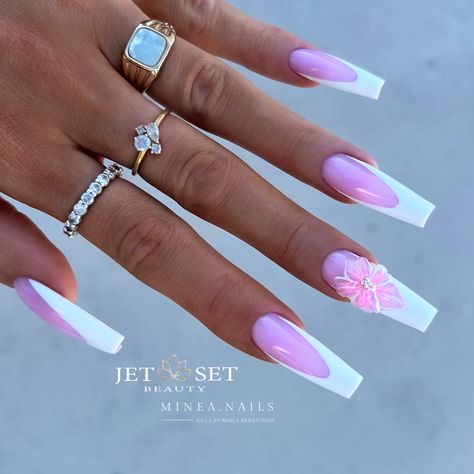 Nails By Minea Bergström | One more.. so fresh 🫧💕 ————————————————————————— Products used: • One Stroke Gel French White • Frosted Gel Pink Intense • Crystal Shine… | Instagram French With Crystals, Reverse French Manicure, Diamond Nail Designs, 3d Nail Designs, Fresh Products, Chrome Nails Designs, Nail Drawing, Long Nail Designs, Animal Print Nails