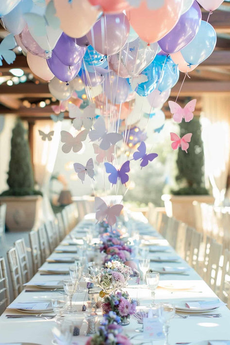 38 Butterfly Baby Shower Centerpieces That Are Adorably Cute Butterfly Party Centerpieces, Butterfly Baby Shower Centerpieces, Fairytale Baby Shower, Butterfly Baby Shower Decorations, Butterfly Wedding Theme, Butterfly Theme Party, Butterfly Centerpieces, Butterfly Baby Shower Theme, Mesas Para Baby Shower