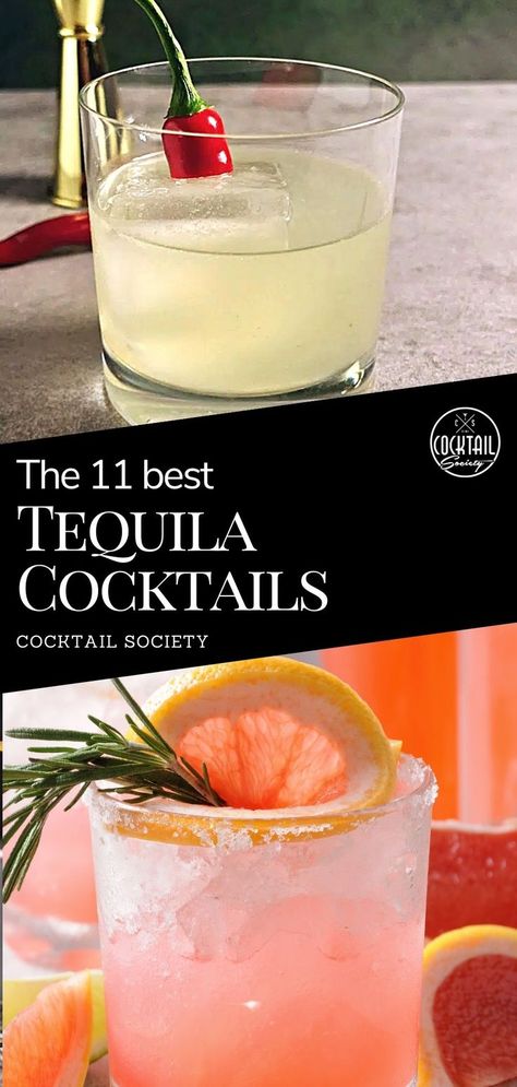 Fun Cocktails With Tequila, Yummy Tequila Drinks, Margaritas, Tequila And Tonic Drinks, Easy Tequila Mixed Drinks, Cocktail With Tequila Recipes, Brunch Tequila Drinks, Drink Recipes Alcoholic Tequila, Mixed Drink With Tequila