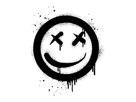 Font Graffiti, Emoji Tattoo, Smiley Face Tattoo, Graffiti Face, Alphabet Graffiti, Smile Logo, Black And White Graffiti, Emoji Characters, Chicano Lettering