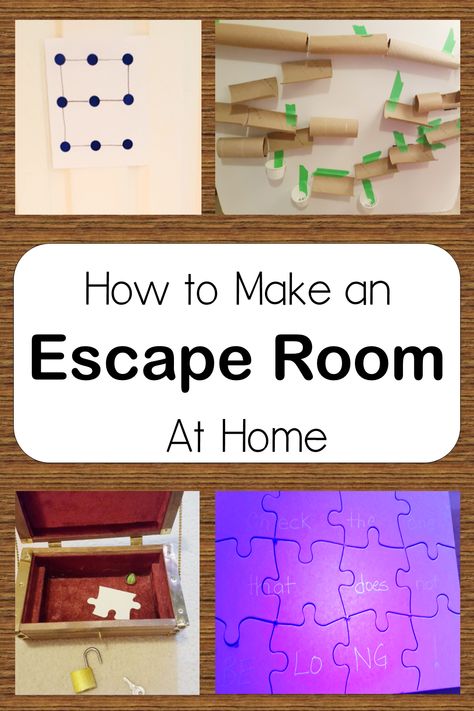 A glowing message, a box with a puzzle piece and marble, a marble ramp and letter message on a door are all shown. Escape Room At Home For Kids, Escape Room Ideas For Adults, Escape Room Ideas For Kids, Escape Room At Home, Escape Room Diy, Room For Kids, Escape Room For Kids, Escape Room Puzzles, Diy Puzzles