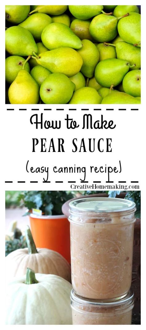 Easy pear sauce for canning. Serve this pear sauce with pork or chicken..it is also great as homemade baby food. Make with or without sugar. Canning Pears Without Sugar, Preserve Pears, Pear Sauce Recipe, Canning Pears, Chicken Baby Food, Pear Preserves, Pear Sauce, Pear Butter, Canned Pears