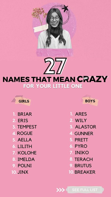 Crazy Girl Names, Cool Name, Powerful Names, Gender Neutral Names, Boy Names, Cool Names, A Name, Girl Names, Baby Names