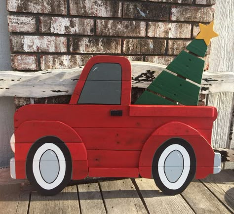 Large Red Truck Christmas Sign /wooden Red Truck /christmas | Etsy Christmas Truck With Tree, Red Christmas Truck, Pallet Tree, Wood Yard Art, Pallet Christmas Tree, Christmas Yard Art, Red Truck Christmas, Pallet Christmas, Christmas Yard Decorations