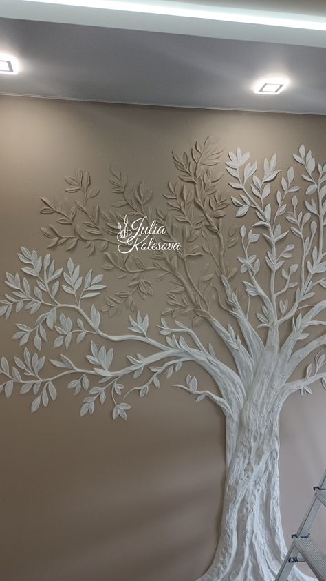 Plaster Wall Art Tree, 3d Tree On Wall, Drywall Art, Mural Art Design, Plaster Crafts, Creative Wall Decor, Diy Abstract Canvas Art, Plaster Wall Art, Wall Painting Decor